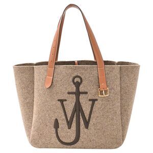 JW Anderson Medium Belt Logo-Embroidered Felt Tote in Brown Wool